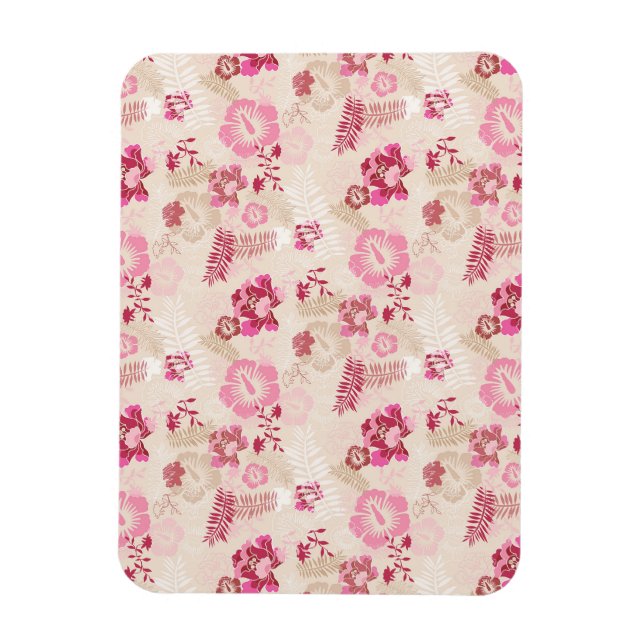 Íman Padrão de flores modernas cor-de-rosa fofo (Vertical)