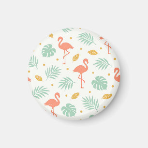 Íman Padrão de Folha Tropical Flamingo Coral