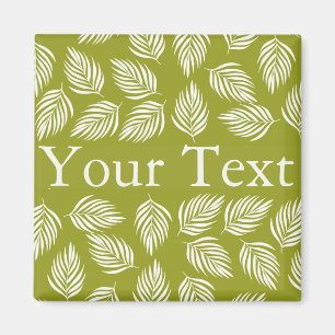 Íman Padrão de Folhas Verde Lima Decorativas com Texto 