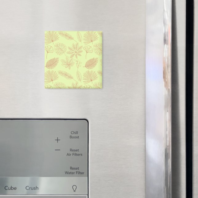 Íman Padrão de Folhas Verde Pastel e Bege  (In Situ (Fridge))