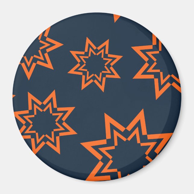Íman Padrão de forma de estrela divertida, laranja, leg (Frente)