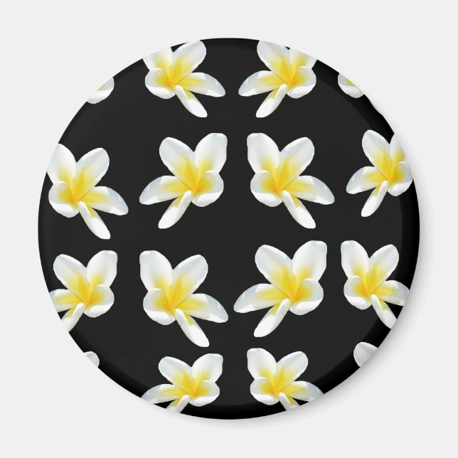 Íman Padrão De Frangipani Amarelo E Preto, (Frente)