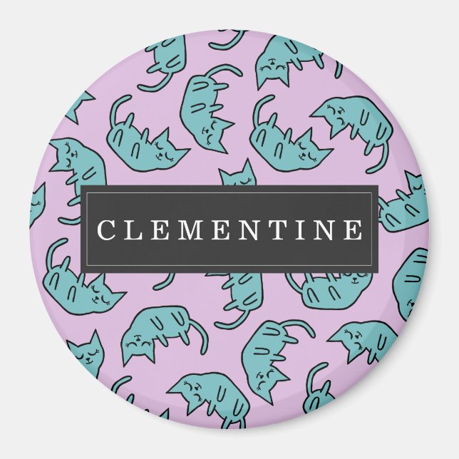 Íman Padrão de Gatinho pacífico com nome próprio (Frente)