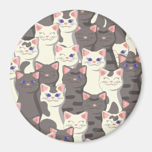 Íman Padrão de gatos brancos e cinzas