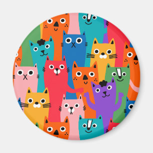 Íman Padrão de gatos coloridos