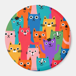 Íman Padrão de gatos coloridos