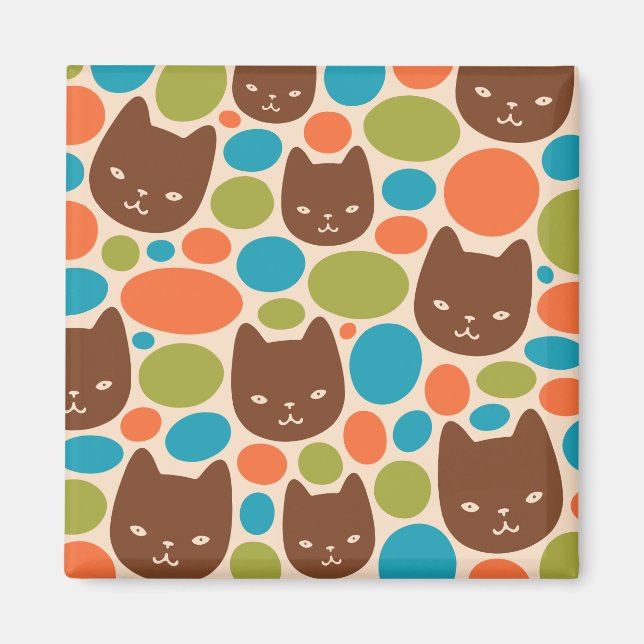 Íman Padrão de Gatos de bolinhas (Frente)