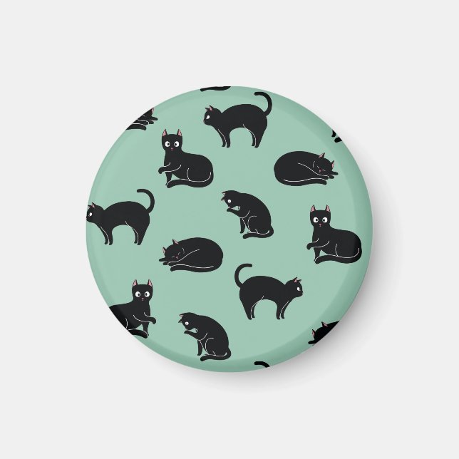 Íman Padrão de Gatos Pretos Sem Olhos (Frente)