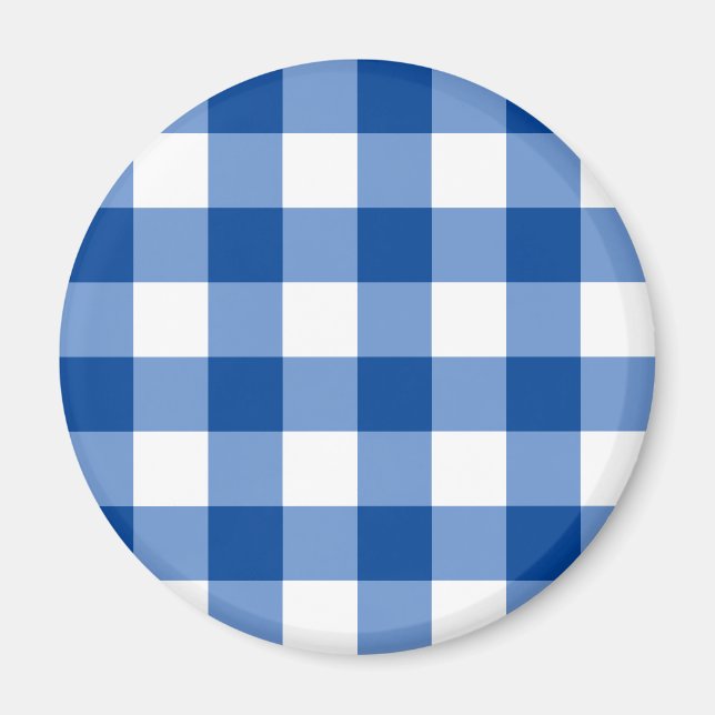 Íman Padrão de gingham azul (Frente)