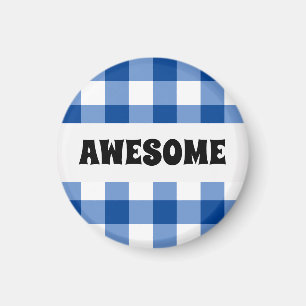 Íman Padrão de gingham azul