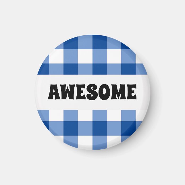 Íman Padrão de gingham azul (Frente)