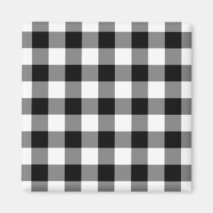 Íman Padrão de Gingham Preto e Branco