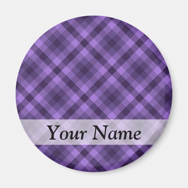 Íman Padrão de gingham roxo (Frente)
