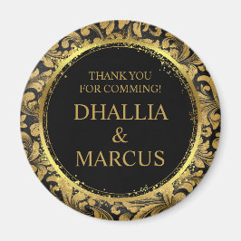 Íman Padrão De Gótico Preto E Dourado