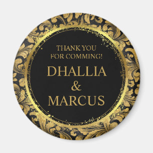 Íman Padrão De Gótico Preto E Dourado