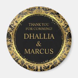 Íman Padrão De Gótico Preto E Dourado