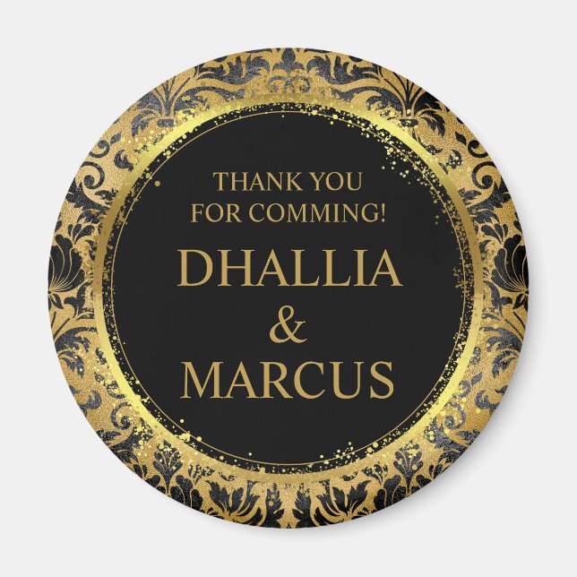 Íman Padrão De Gótico Preto E Dourado (Frente)