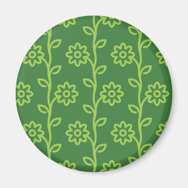 Íman Padrão de Jardim Flor Verde (Frente)