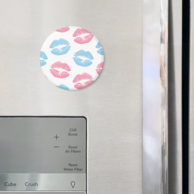 Íman Padrão de Lábios Azul e Rosa, Batom, Beijo (In Situ (Fridge))