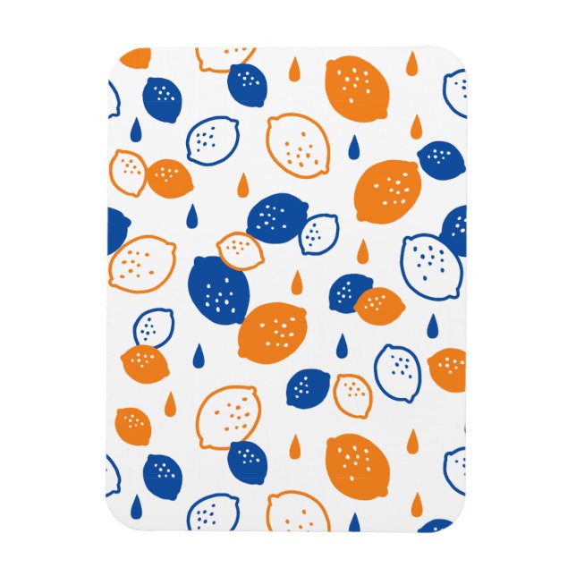 Íman Padrão de limão azul e laranja, com Frutas empinad (Vertical)