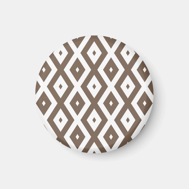 Íman Padrão de losango branco e castanho de taupe (Frente)