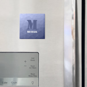 Íman Padrão de malha geométrica azul da cinza Monograma