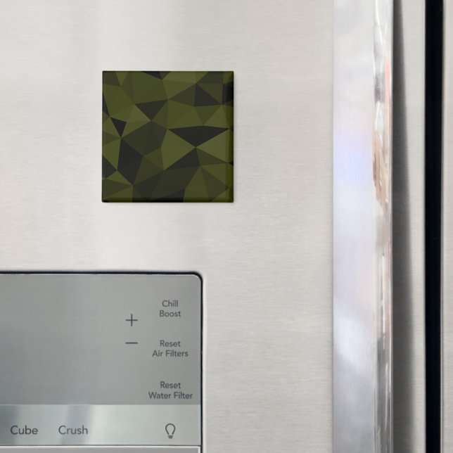 Íman Padrão de malha geométrica preta verde exército es (In Situ (Fridge))
