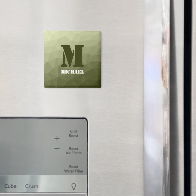 Íman Padrão de malha geométrica verde claro do exército (In Situ (Fridge))
