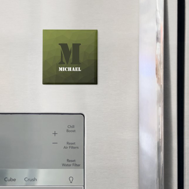 Íman Padrão de malha geométrica verde do exército escur (In Situ (Fridge))