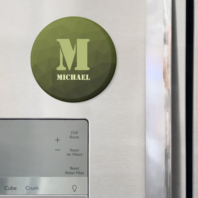 Íman Padrão de malha geométrica verde oliva do exército (In Situ (Fridge))