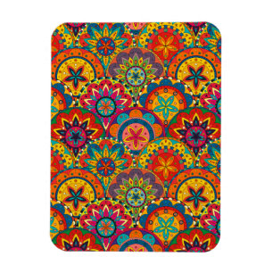 Íman Padrão de Mandala Colorida Retroativa Funky