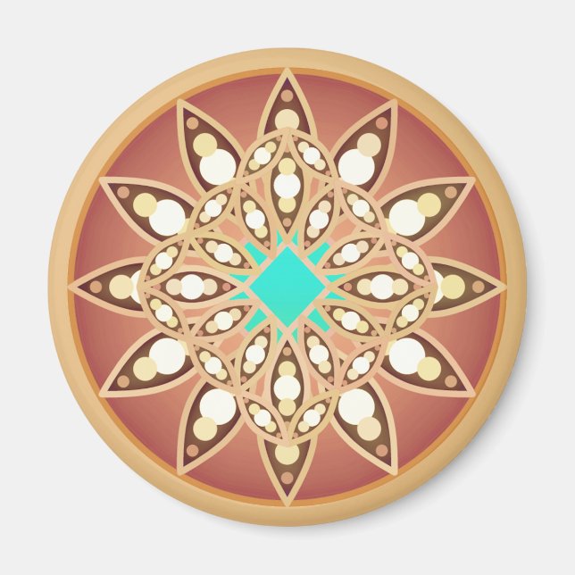 Íman Padrão de mandala em caramelo e chocolate (Frente)
