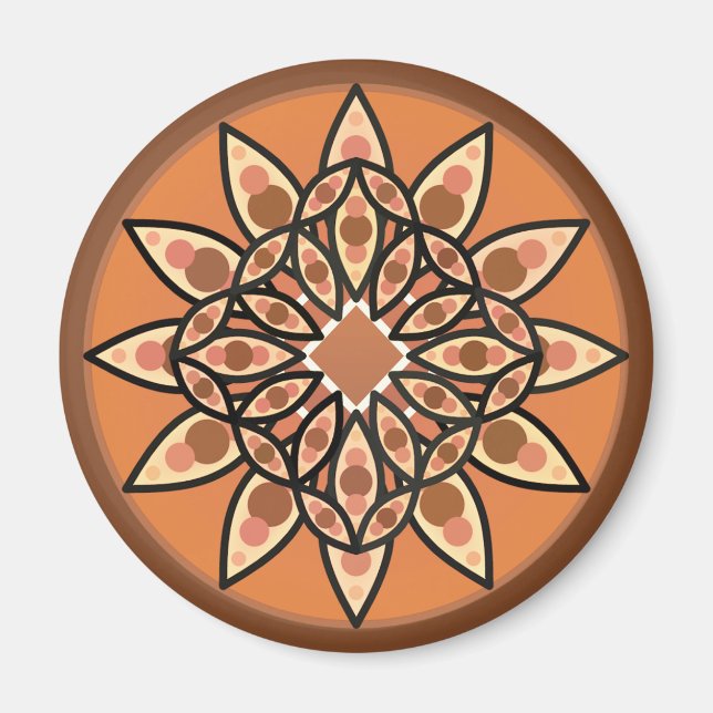 Íman Padrão de mandala em chocolate, terracota e ferrug (Frente)