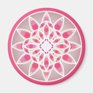 Íman Padrão de Mandala em rosa quente, branco e cinza