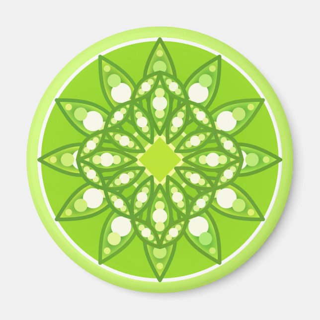 Íman Padrão de Mandala em tons de verde limão (Frente)