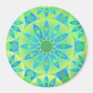Íman Padrão de Mandala, turquesa, azul, verde limão