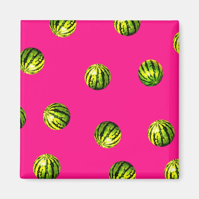 Íman padrão de melancia rosa (Frente)