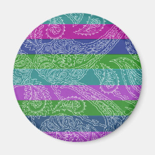 Íman Padrão de Menina Paisley Impressão Summer Stripe