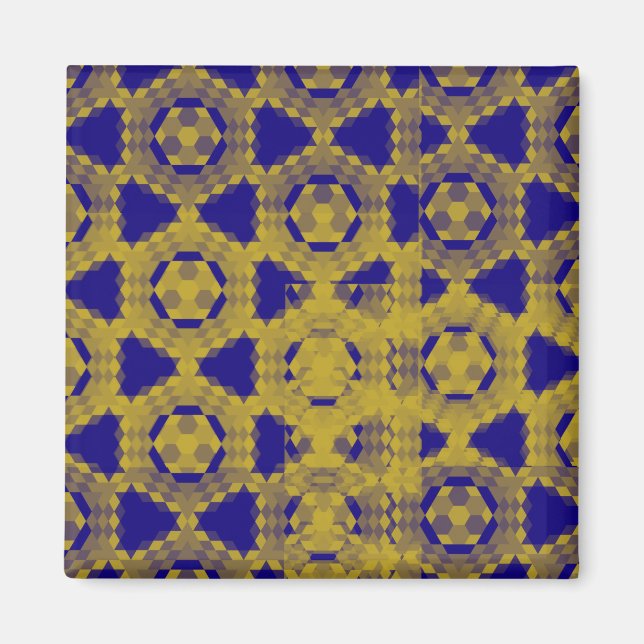 Íman Padrão de moda de contraste azul e amarelo (Frente)