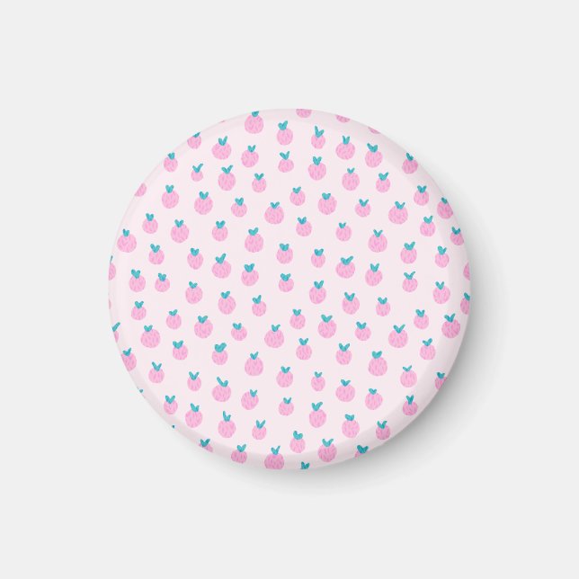 Íman Padrão de Morango Sem Costura – Doce Rosa Pastel  (Frente)