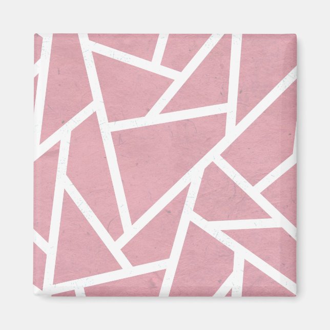 Íman Padrão de mosaico branco e coral (Frente)