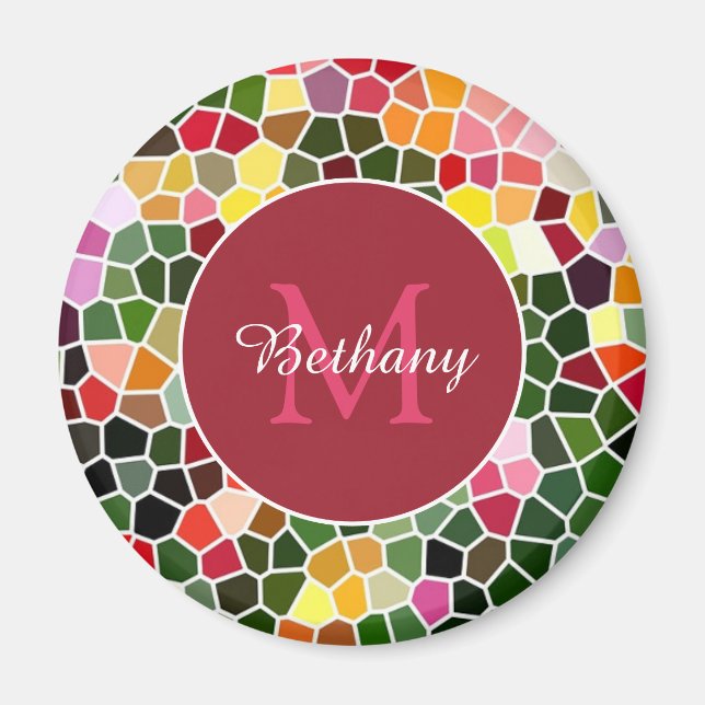 Íman Padrão de Mosaico Colorido Personalizado (Frente)