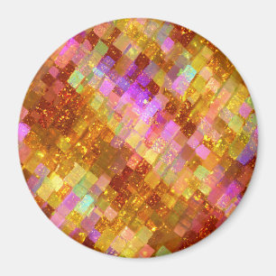 Íman Padrão de Mosaico Dourado Iridescente
