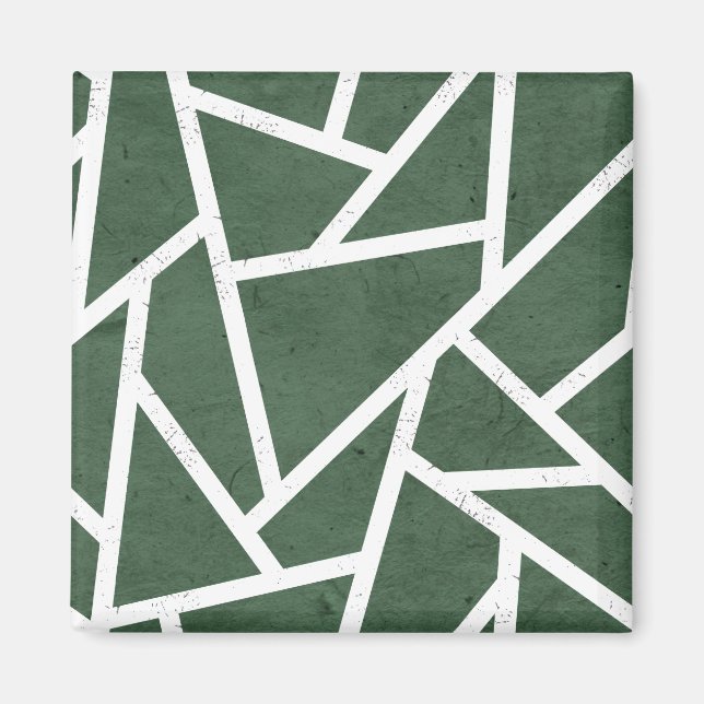 Íman Padrão de mosaico verde e branco (Frente)