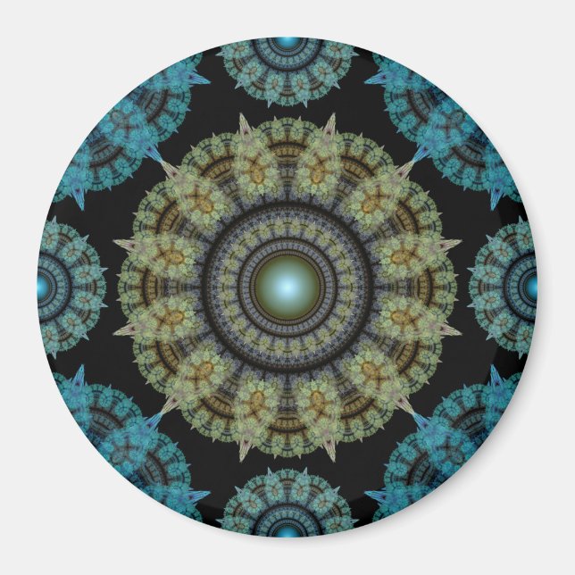 Íman Padrão de mosaico verde fractal (Frente)