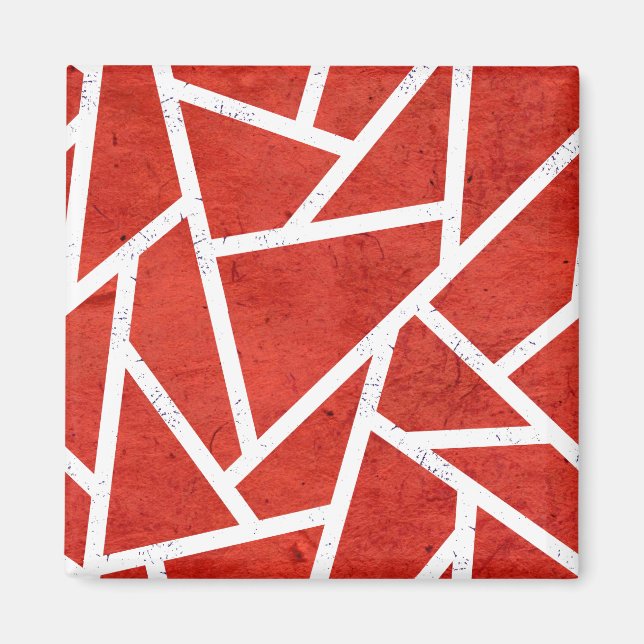 Íman Padrão de mosaico vermelho e branco (Frente)