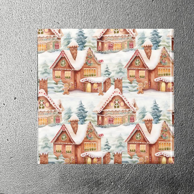 Íman Padrão de Natal de Férias do Pão-de-Gengala (Criador carregado)