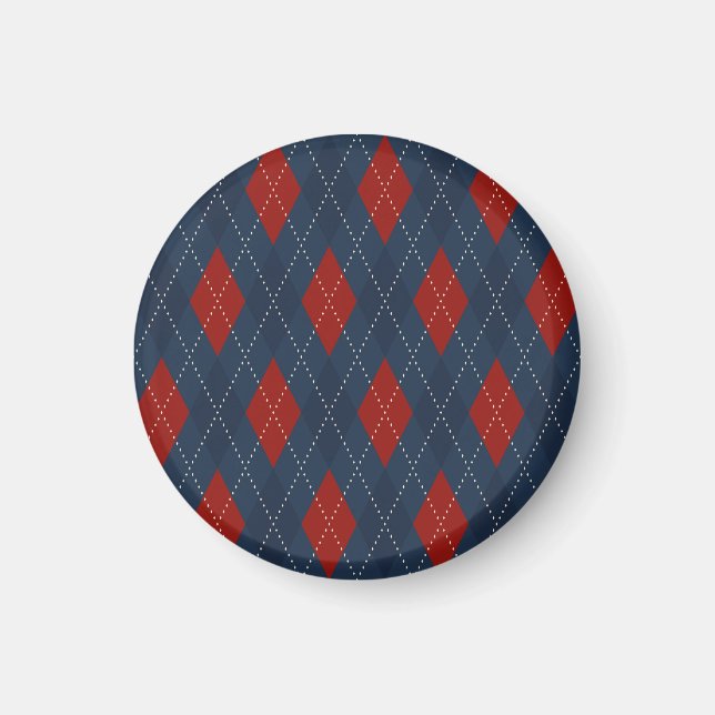 Íman Padrão de Natal Real Blue Argyle (Frente)