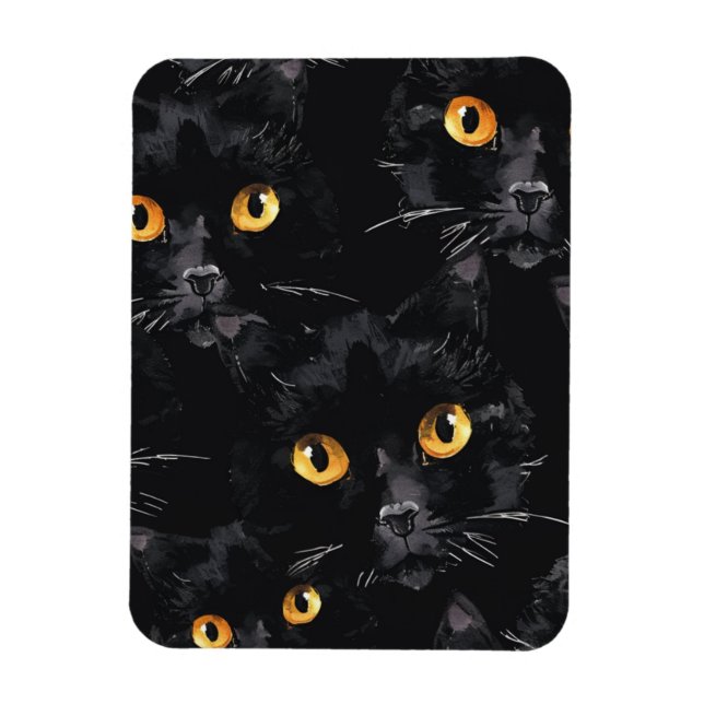 Íman Padrão de Olhos de Gato Preto Místico (Vertical)