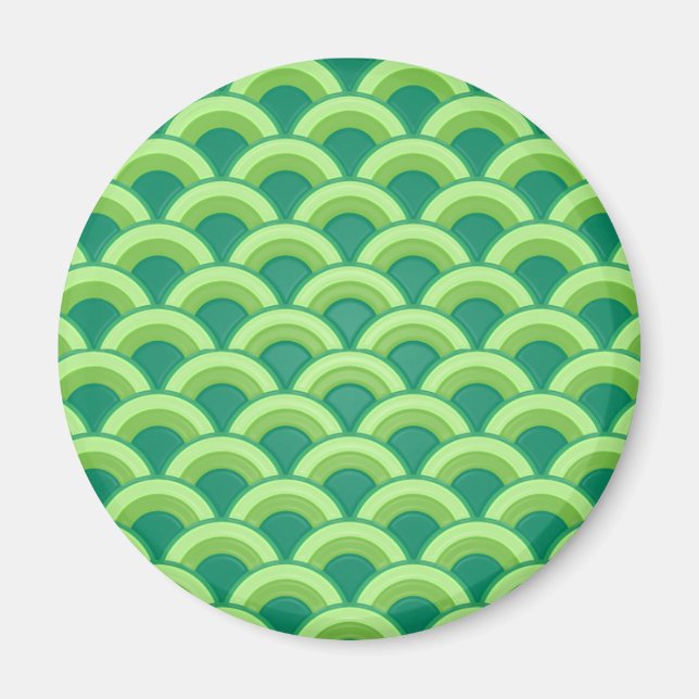 Íman Padrão de onda Art Deco - jade verde (Frente)